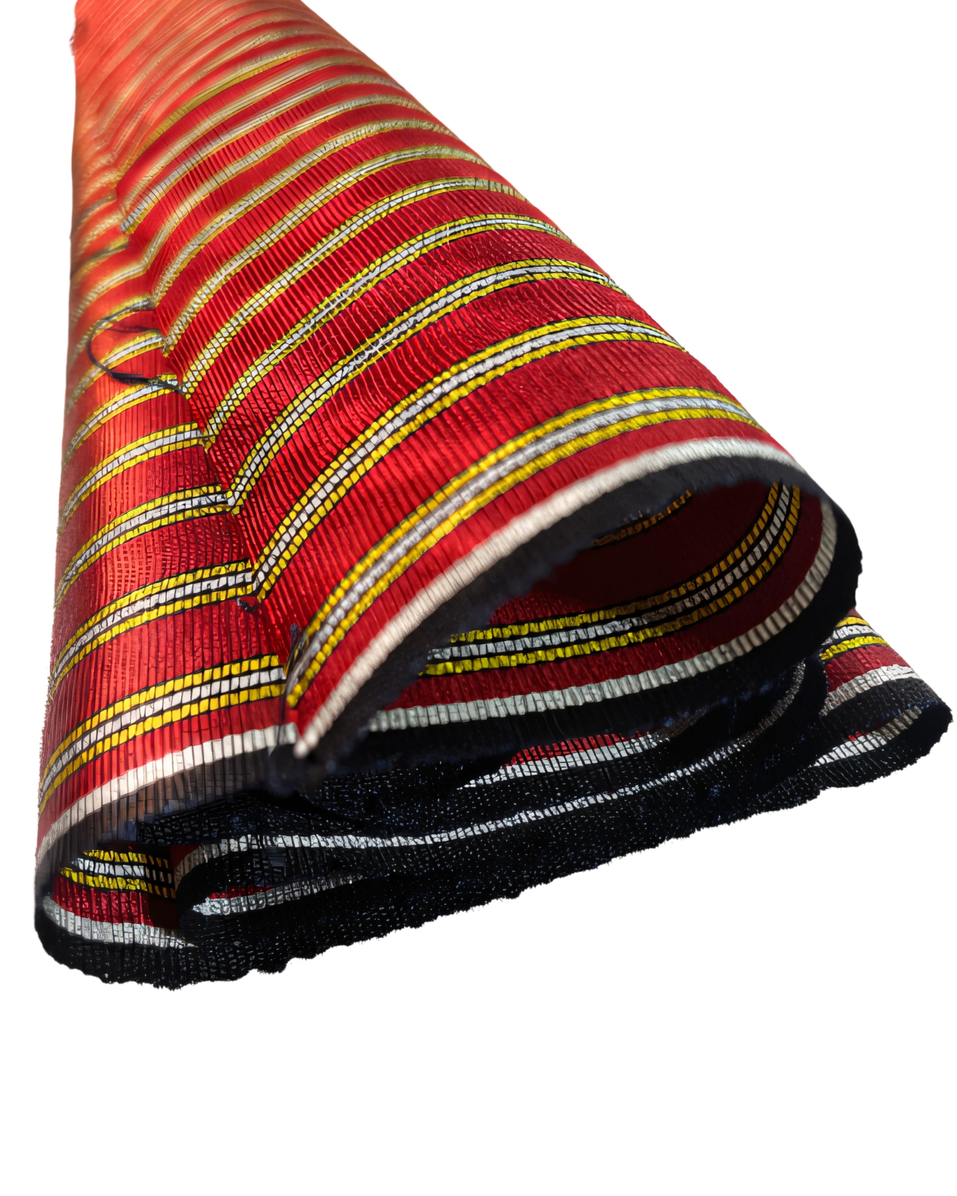 Red - Yellow Stripes Silk Fabric, Moire Silk Fabric, Silk By The Yard. Watermark Pattern.