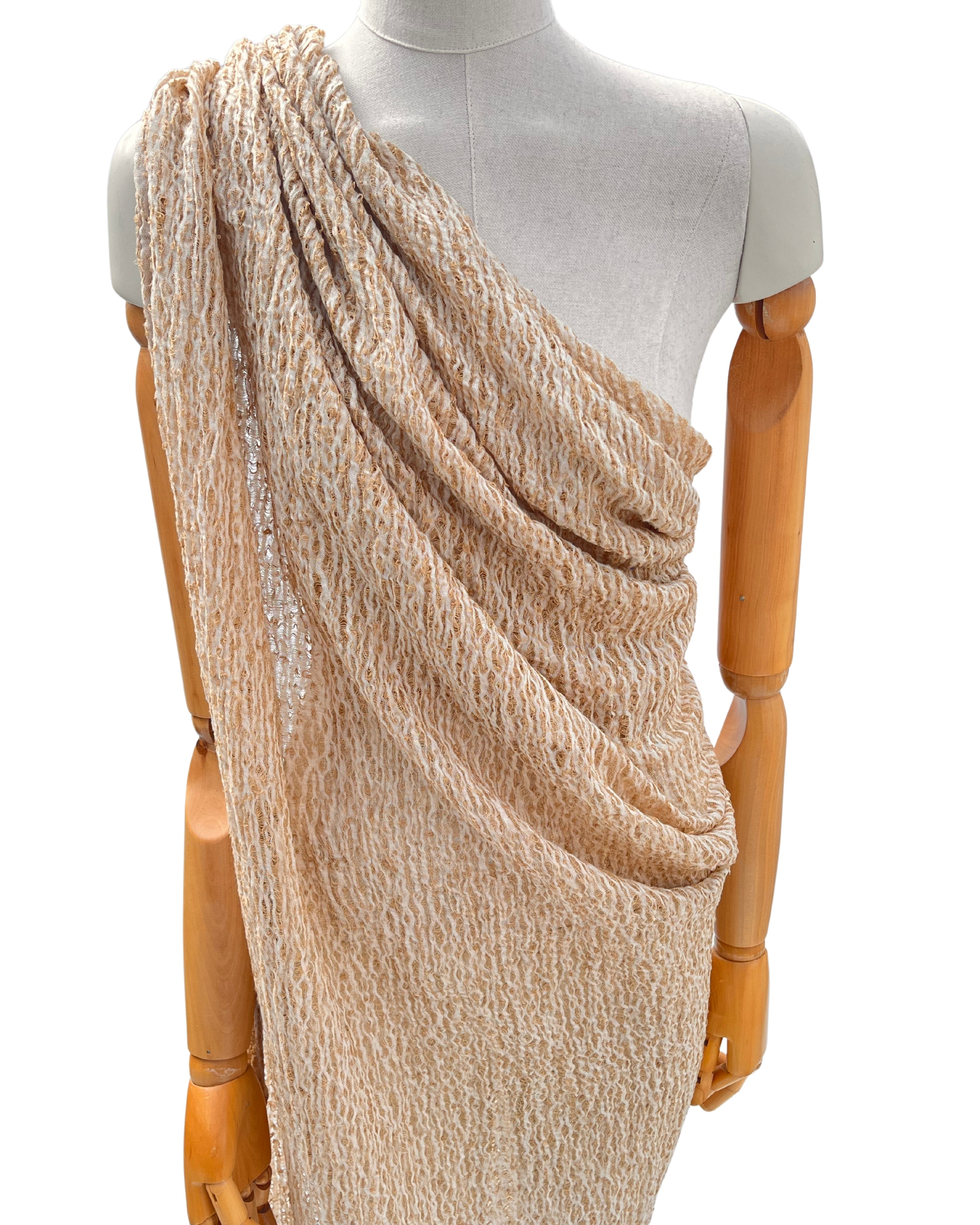 Camel Unique Natural Sheer, Textured Cotton Linen Mix Special Fabrics.