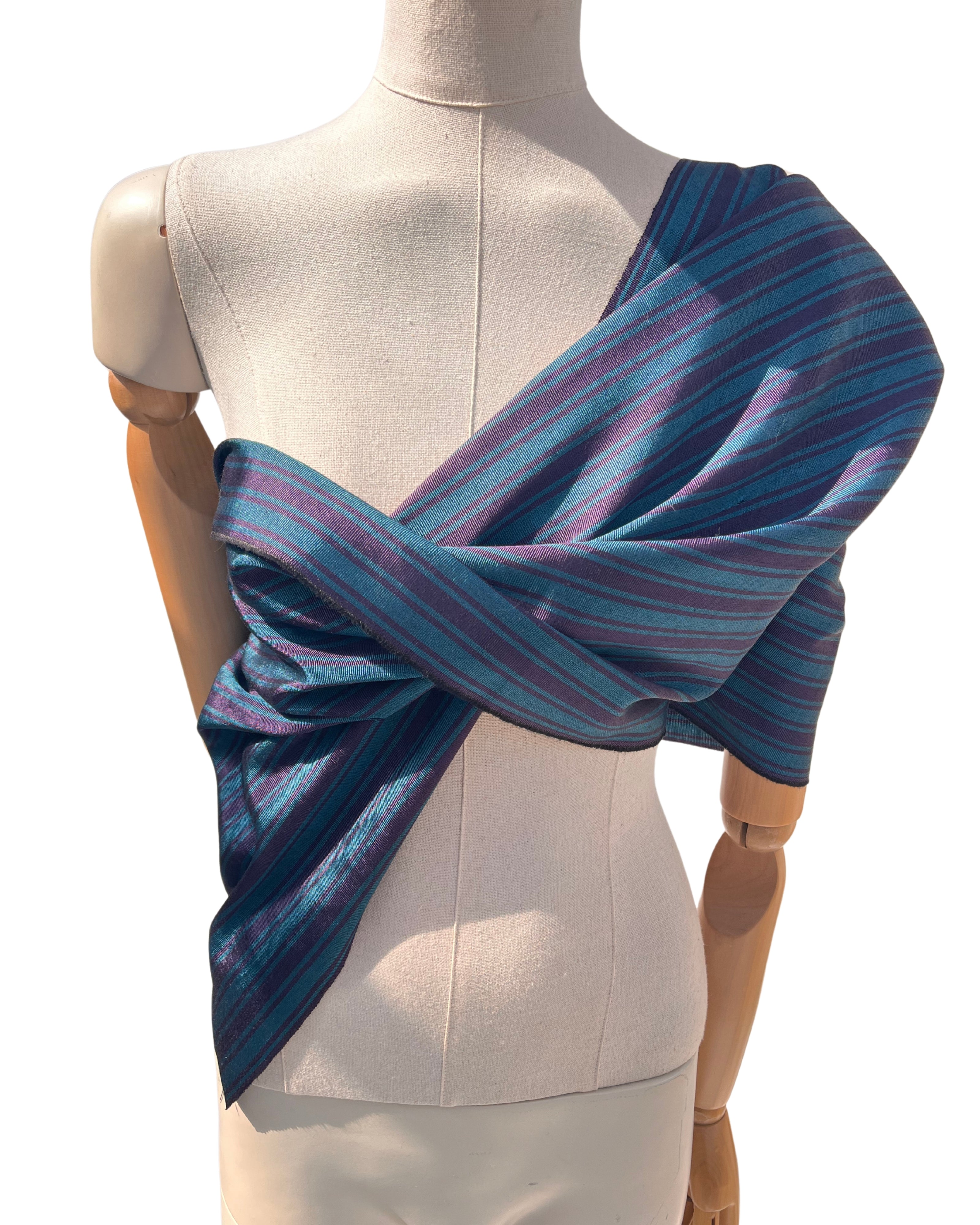 Striped Silk Fabric, Moire Silk Fabric, Silk By The Yard. Watermark Pattern.