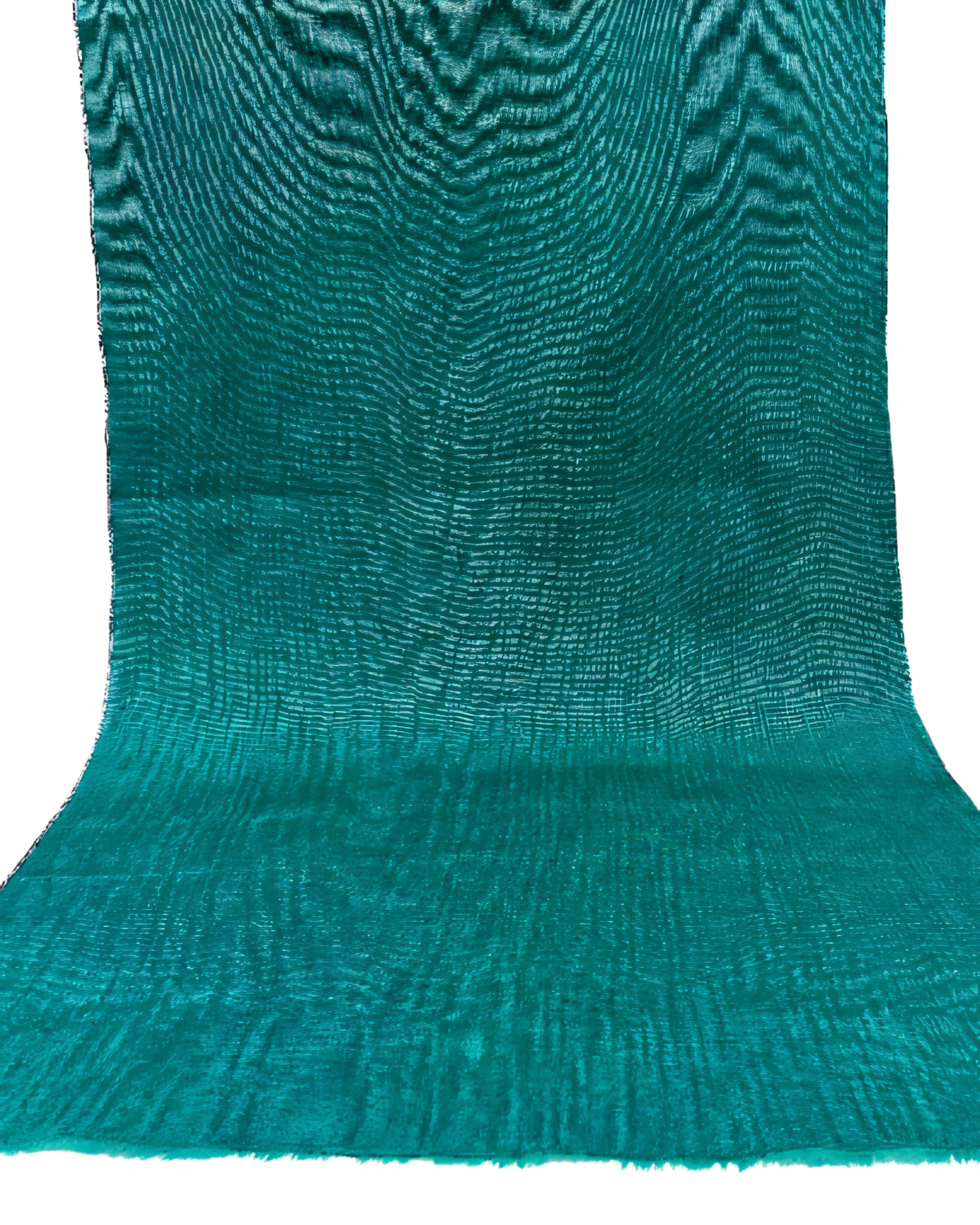 Green Moire Silk Home Textile Interior Fabrics, Watermark Pattern.