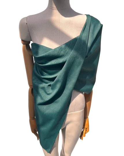 Green Moire Silk Home Textile Interior Fabrics, Watermark Pattern.