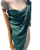 Green Moire Silk Home Textile Interior Fabrics, Watermark Pattern.