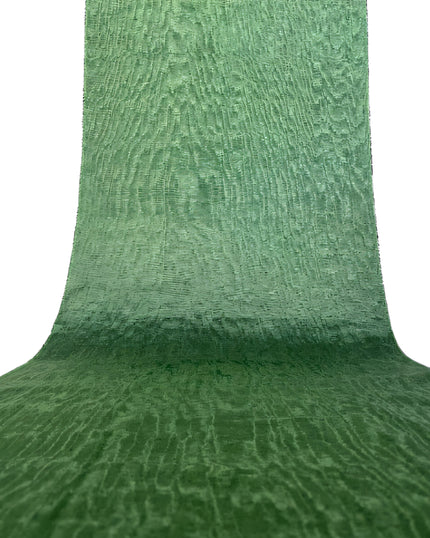 Green Silk Fabric, Moire Silk Fabric, Silk By The Yard. Watermark Pattern.