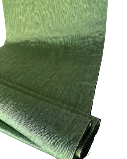 Green Silk Fabric, Moire Silk Fabric, Silk By The Yard. Watermark Pattern.