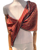 Red - Yellow Stripes Silk Fabric, Moire Silk Fabric, Silk By The Yard. Watermark Pattern.