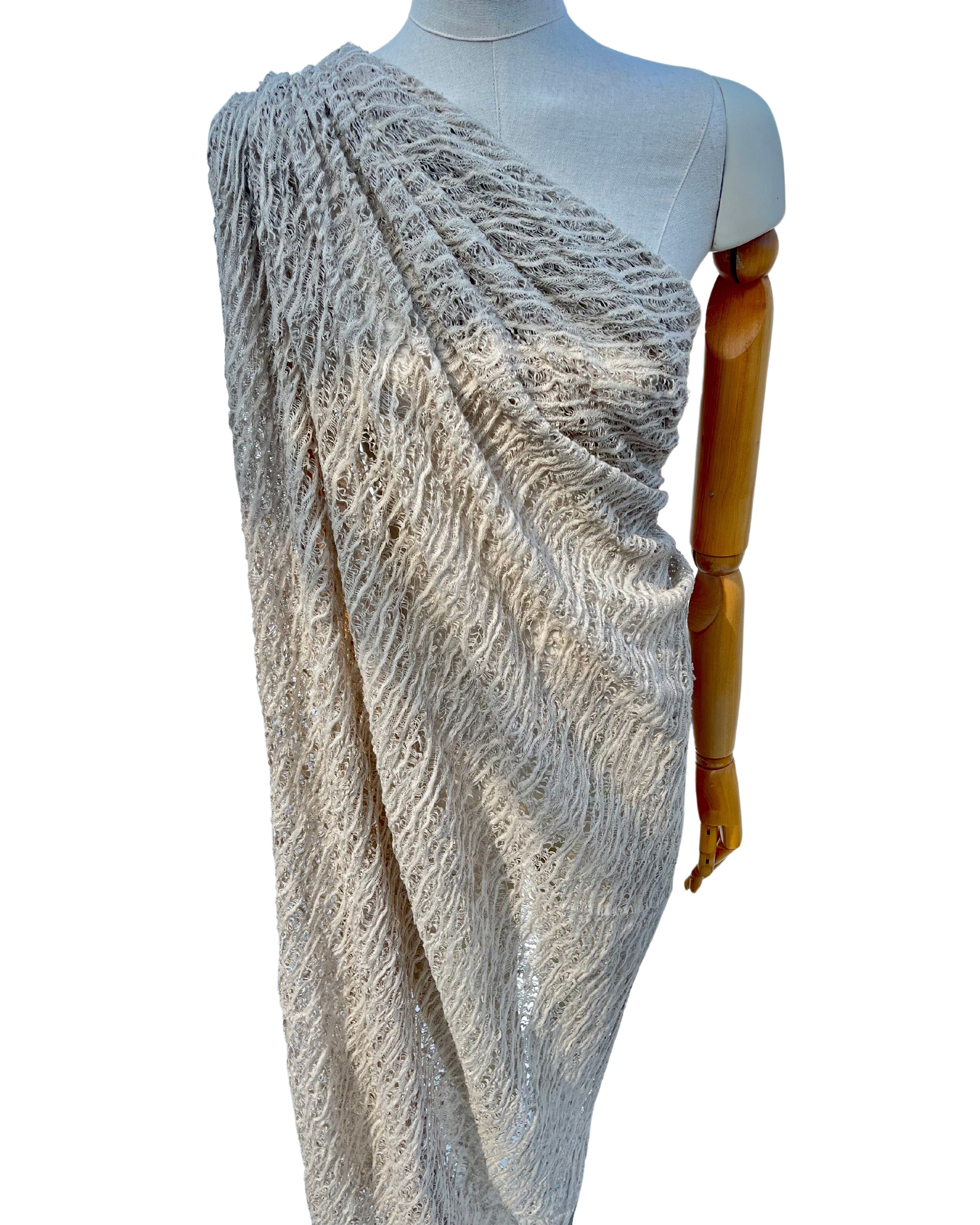 Tissus naturels uniques couleur pierre : mélange de lin en coton funky, transparent et texturé | Tissus spéciaux de qualité avec texture 3D pour les créations estivales.