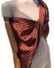 Red - Yellow Stripes Silk Fabric, Moire Silk Fabric, Silk By The Yard. Watermark Pattern.