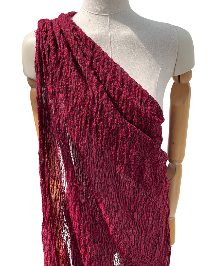 Metre Kare Kırmızı Keten Kumaş, Organik Pamuklu Kumaş, Dokulu El Dokuma Yarı Şeffaf Doğal Kumaşlar.