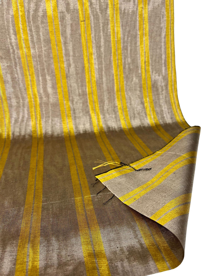 Bronze Yellow Stripes Silk Moire Home Textile Interior Fabrics, Watermark Patterns.
