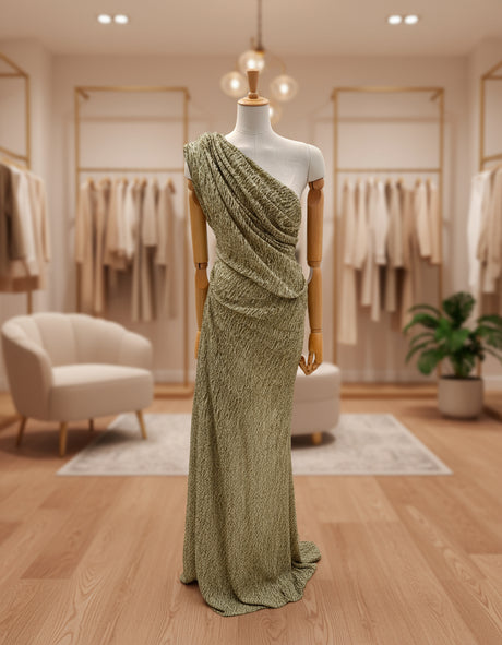 Green Textured Linen Fabric By The Yard Natural Fabrics.