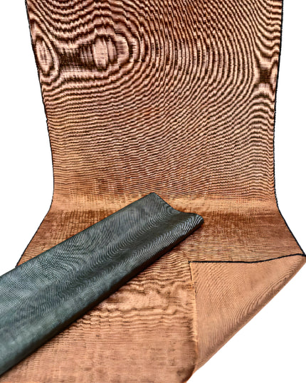 Cinnamon Silk Fabric, Moire Silk Fabric, Silk By The Yard. Watermark Pattern.