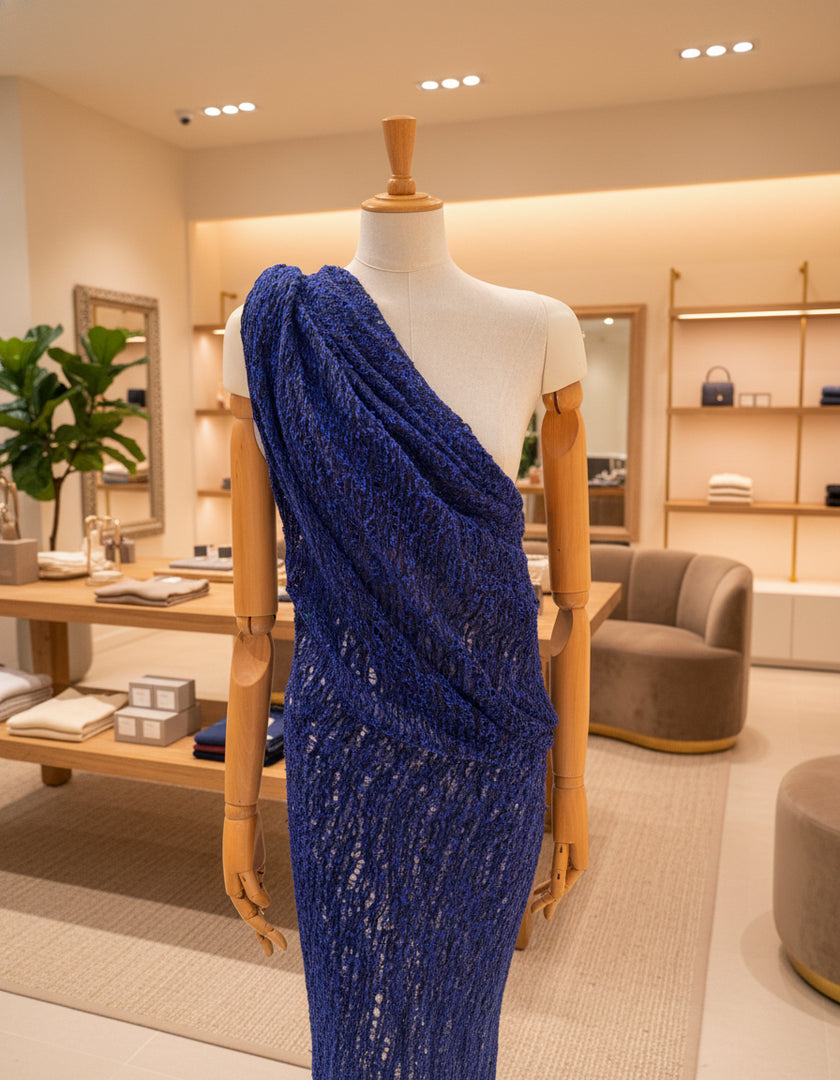 Indigo Blue Benzersiz Doğal Kumaşlar: Eğlenceli, Şeffaf ve Dokulu Pamuklu Keten Karışımı | Yaz Kreasyonlarınız İçin 3D Dokulu Kaliteli Özel Kumaşlar.