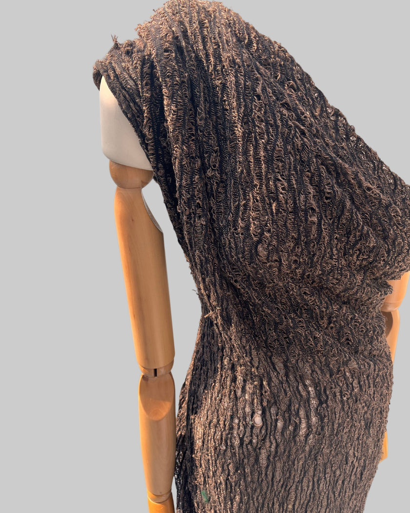 Metre Kare Kahverengi Keten Kumaş, Organik Pamuklu Kumaş, Dokulu El Dokuma Yarı Şeffaf Doğal Kumaşlar.