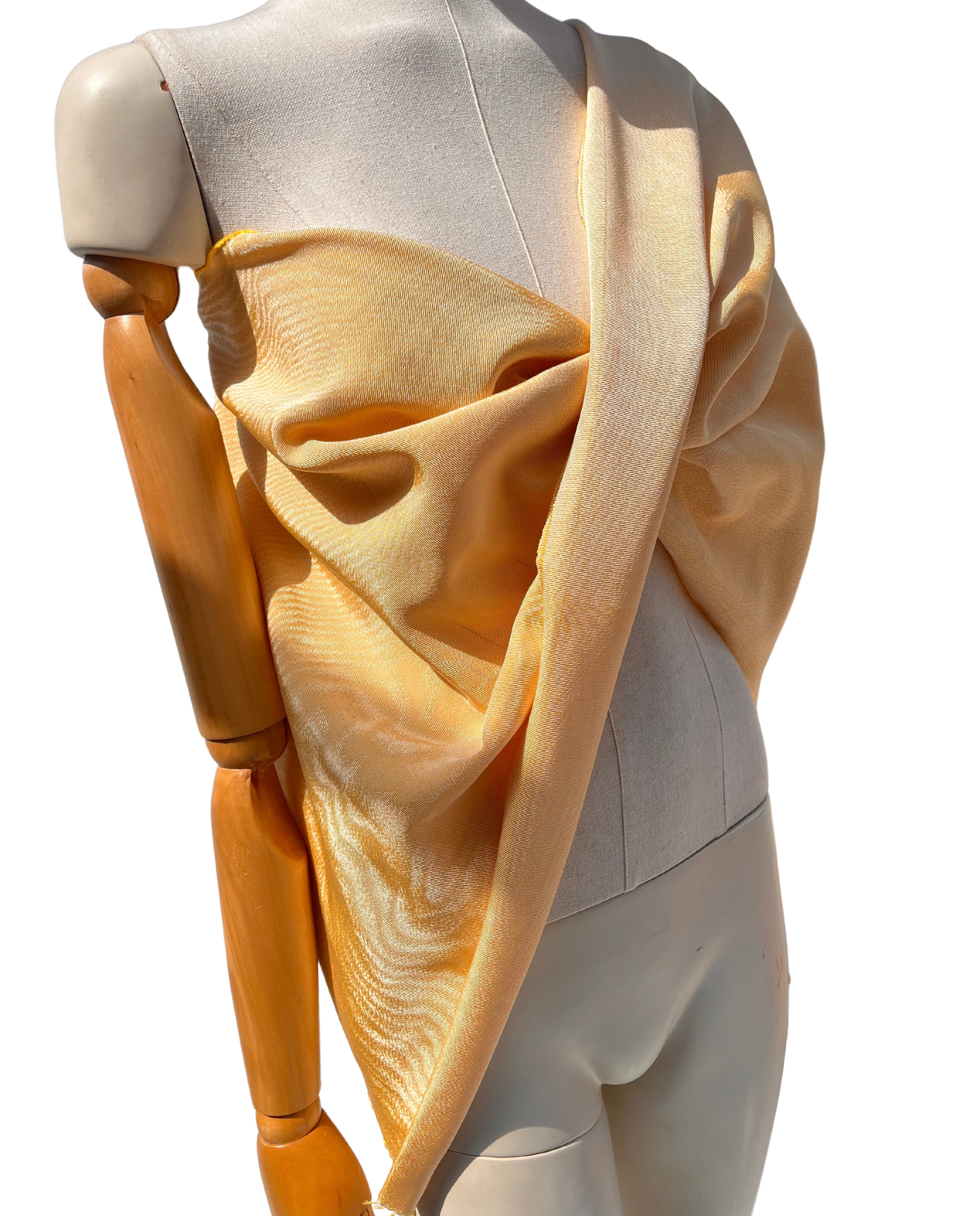 Yellow Silk Fabric, Moire Silk Fabric, Silk By The Yard. Watermark Pattern.