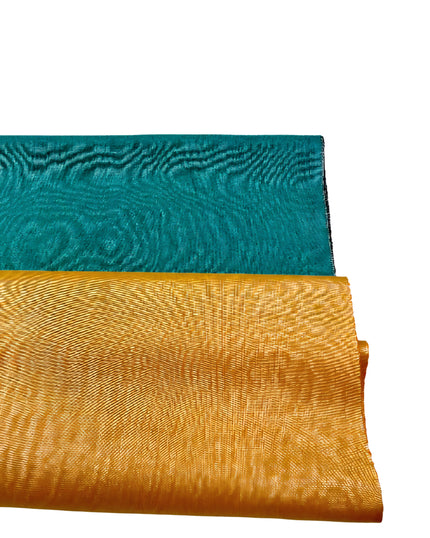 Yellow Silk Fabric, Moire Silk Fabric, Silk By The Yard. Watermark Pattern.