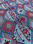 Ağır Gramajlı Kalın Jakarlı Pamuklu Kumaş Metre Başına 400/m2 - Döşemelik Geleneksel Anadolu Etnik Desenli - Döşemelik Kumaşlar. %70 Pamuk %30 Polyester - 140 cm Genişlik. Kilim Dokuma.
