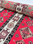 Ağır Gramajlı Kalın Jakarlı Pamuklu Kumaş Metre Başına 400/m2 - Döşemelik Geleneksel Anadolu Etnik Desenli - Döşemelik Kumaşlar. %70 Pamuk %30 Polyester - 140 cm Genişlik. Kilim Dokuma.