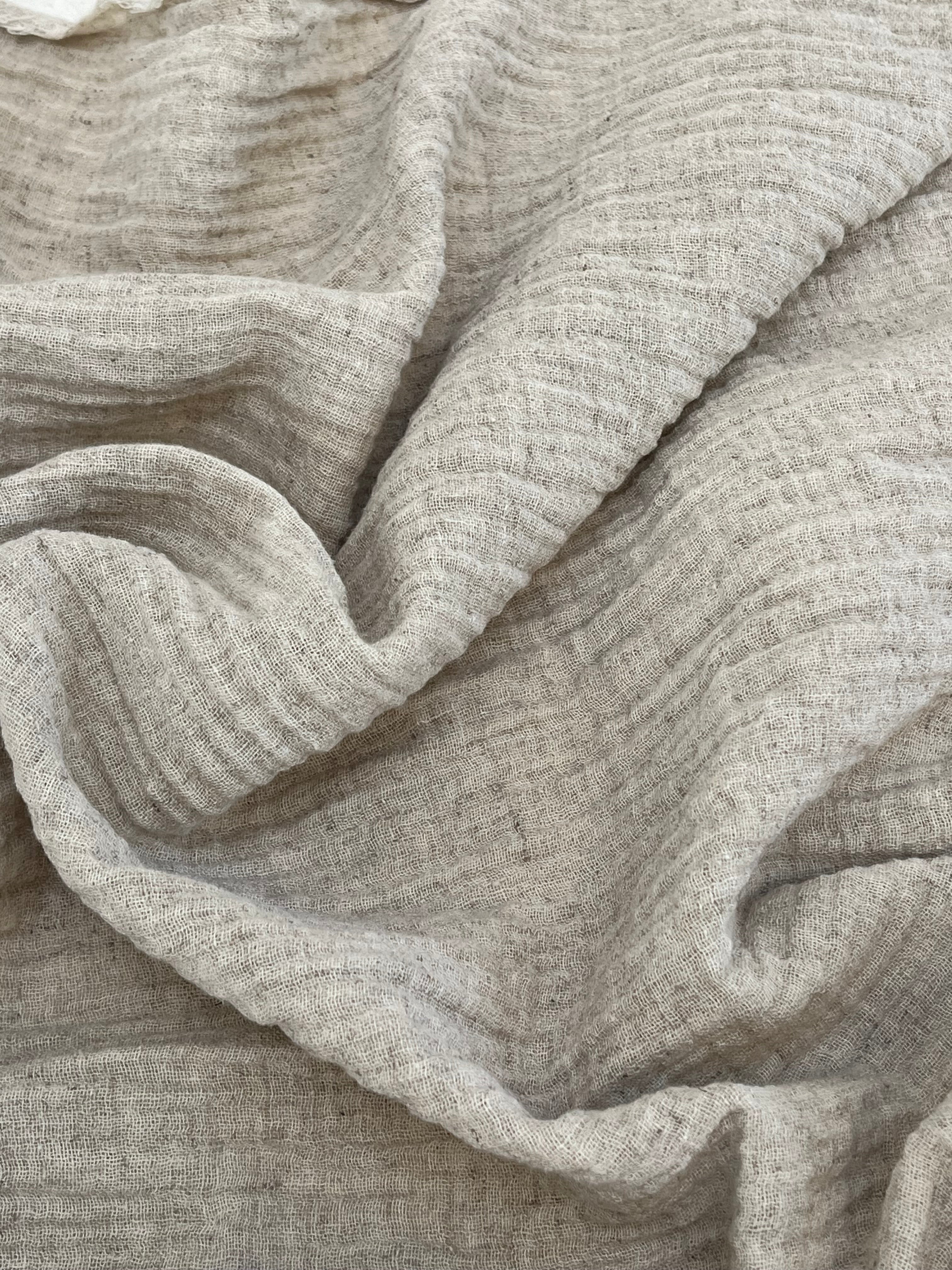 Keten Yarı Şeffaf Açık Dokuma Muslin Kumaş. - Organik Muslin Kumaş - Bebek Pamuklu Muslin - Metre ile 2 Katlı Tül Kumaş, 150 CM GENİŞLİK. Yenidoğan Battaniyesi.