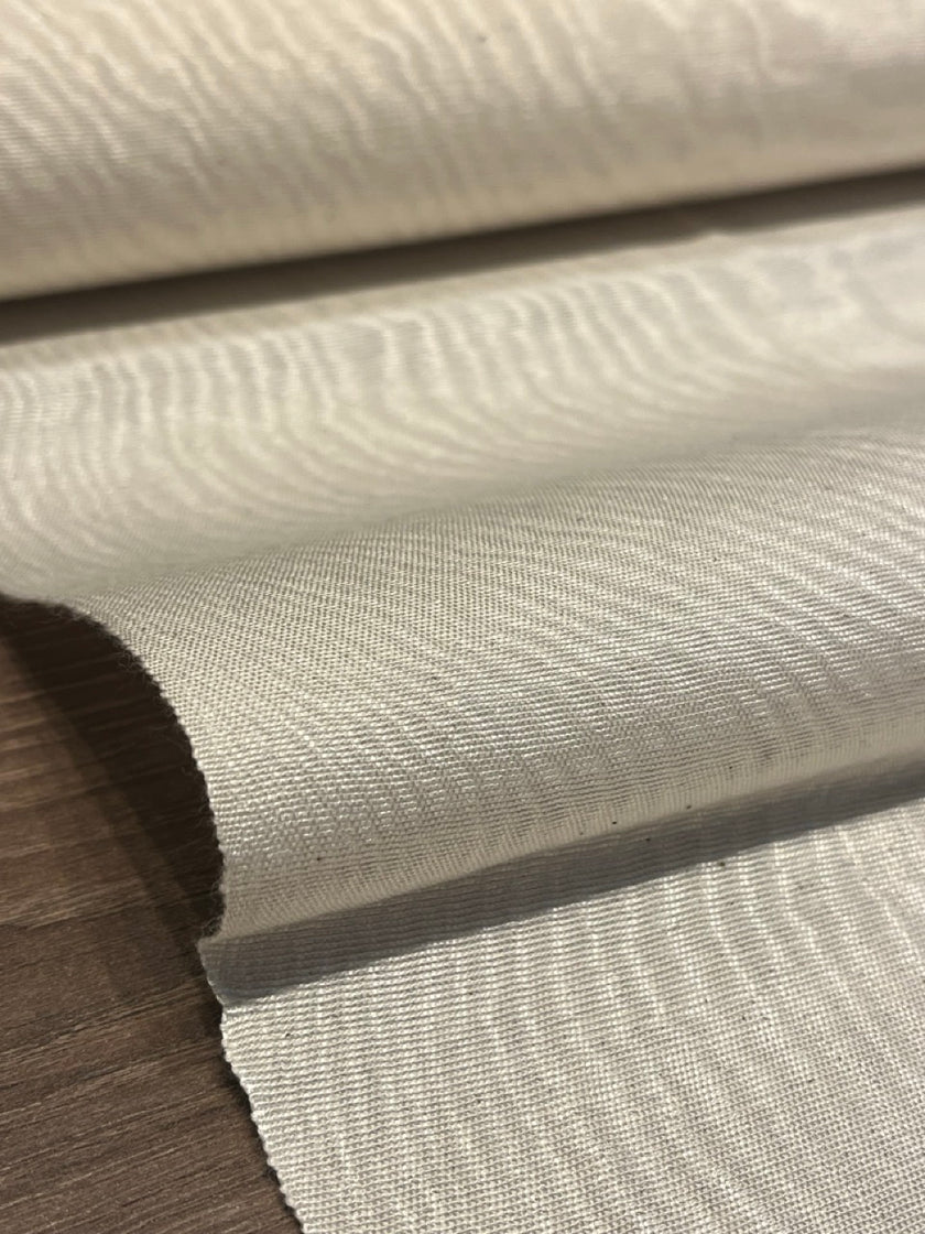 Ecru White Silk Moire For Home Textile Interior Fabrics, Watermark Pattern.
