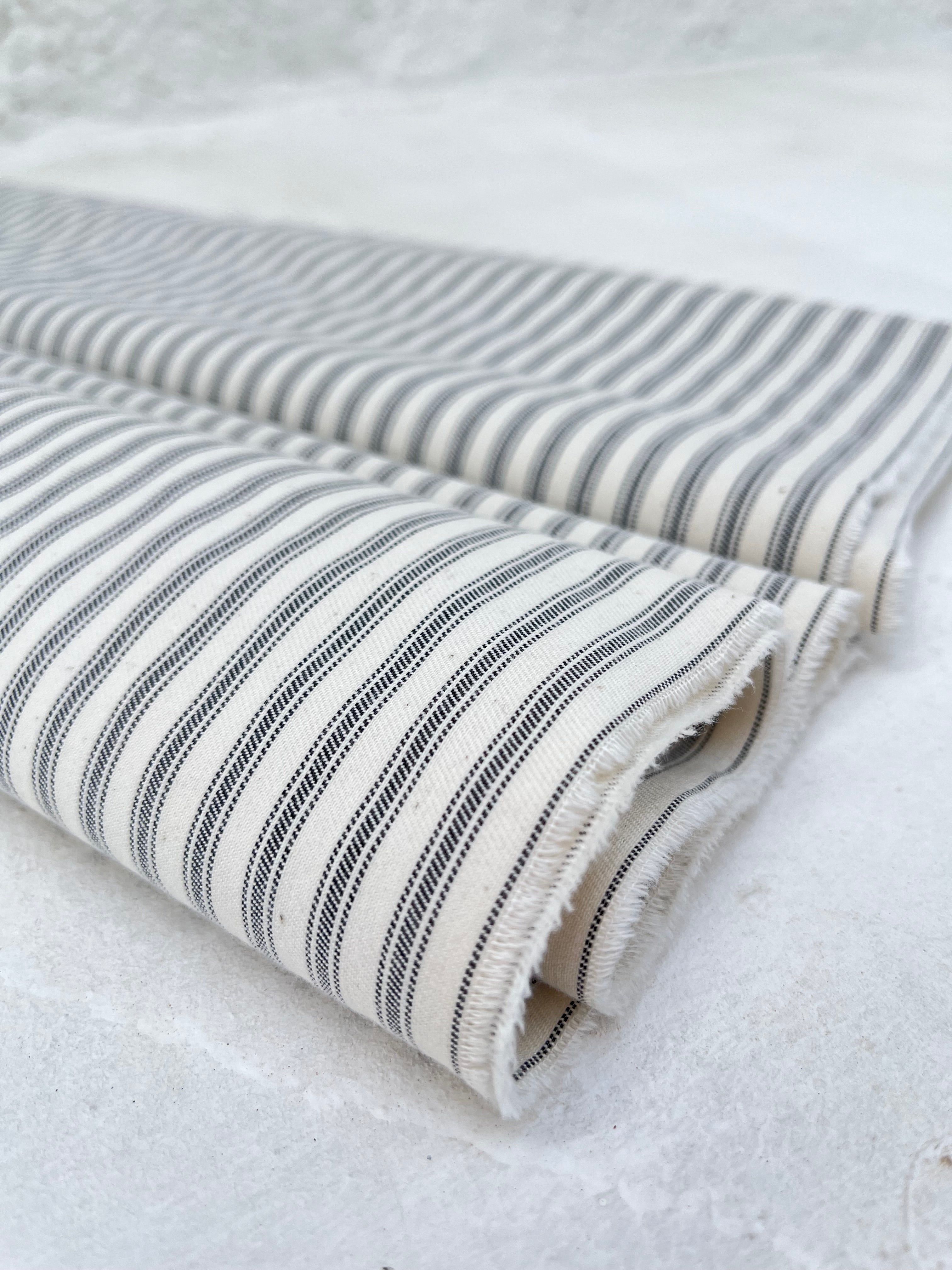 Ağır Ağırlık Yumuşatılmış Pamuklu Kumaş Metre 280/m2 - Döşemelik Çizgili Fransız Stili - Doğal Döşemelik Kumaşlar. %100 Pamuk - 150 cm Genişlik