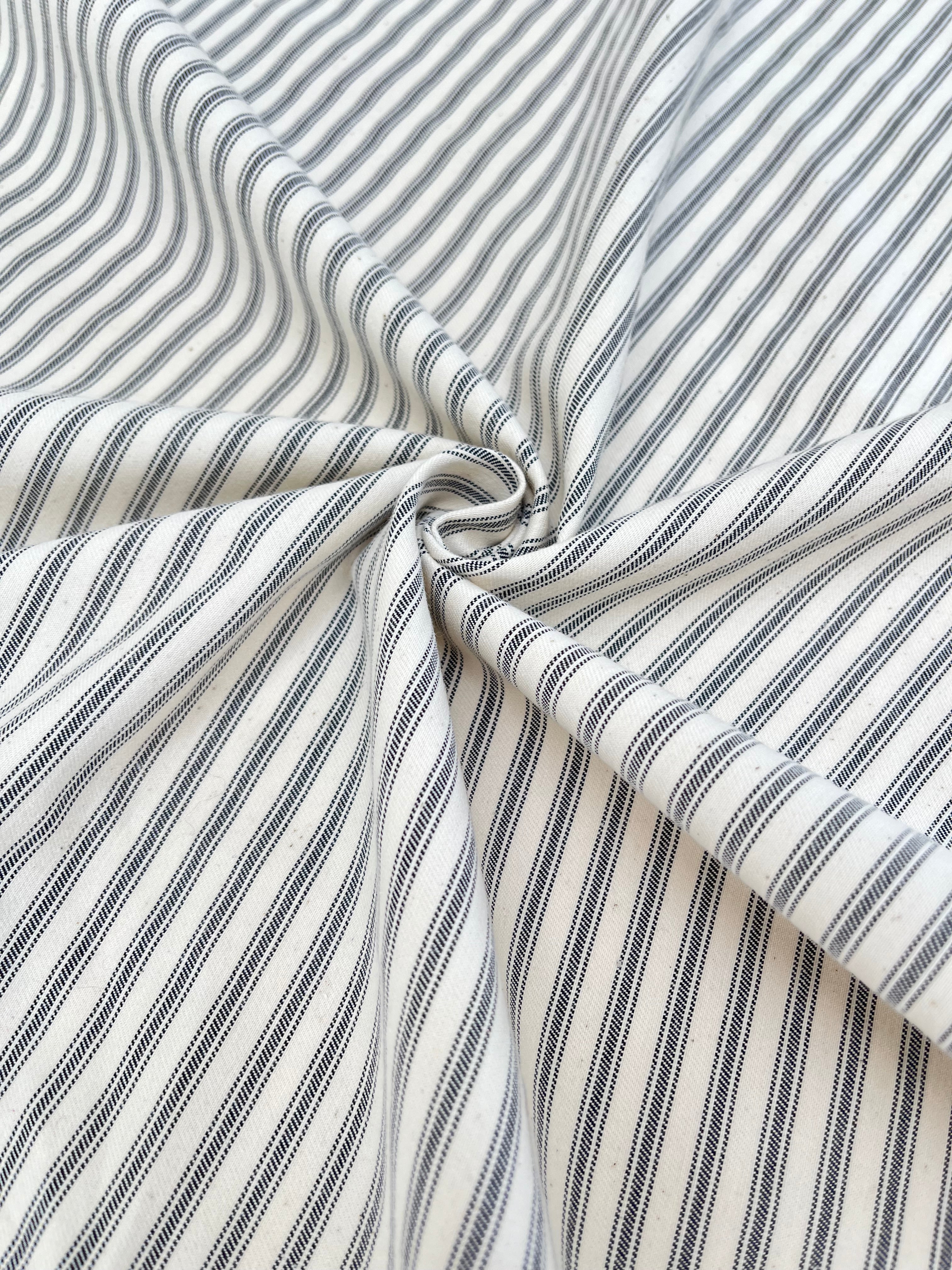 Ağır Ağırlık Yumuşatılmış Pamuklu Kumaş Metre 280/m2 - Döşemelik Çizgili Fransız Stili - Doğal Döşemelik Kumaşlar. %100 Pamuk - 150 cm Genişlik