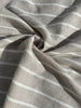 Gray- White Striped Linen Organic Cotton Blended Fabric By The Meter.