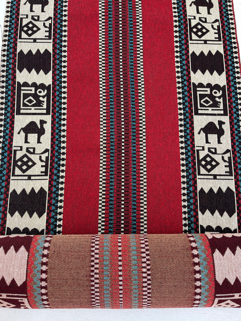 Ağır Ağırlık Kalın Jakarlı Pamuklu Kumaş Metre 400/m2 - Döşemelik Geleneksel Anadolu Etnik Desenli - Döşemelik Kumaşlar. %70 Pamuk %30 Polyester - 140 cm Genişlik. Halı Dokuma Mavi, Kırmızı, Sarı, Siyah Çok Renkli Seçenekler