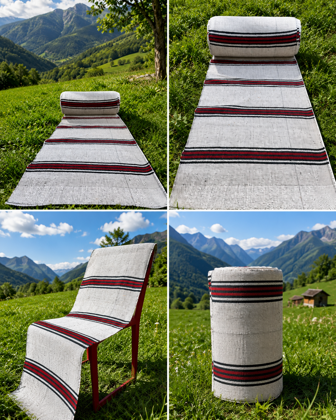 Antique Grain Sack Fabric by the Meter | Vintage 1960s Turkish 100% Cotton Hazelnut & Wheat Sack Textile | Rustic Stripe Farmhouse Runner