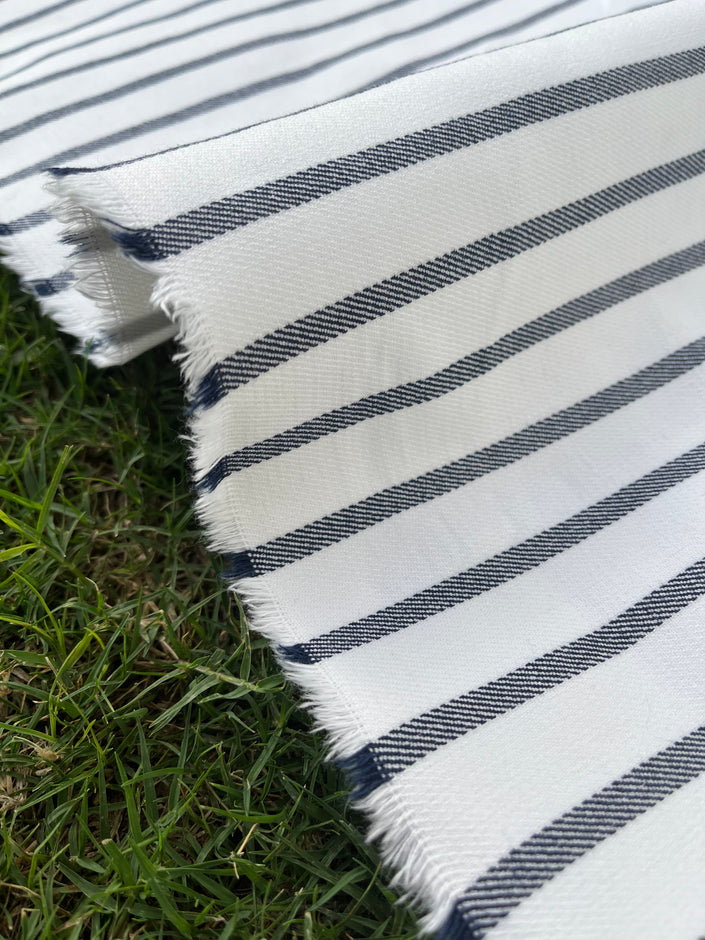Heavy Weight Softened Cotton Fabric By The Yard- Upholstery Striped /400/gr