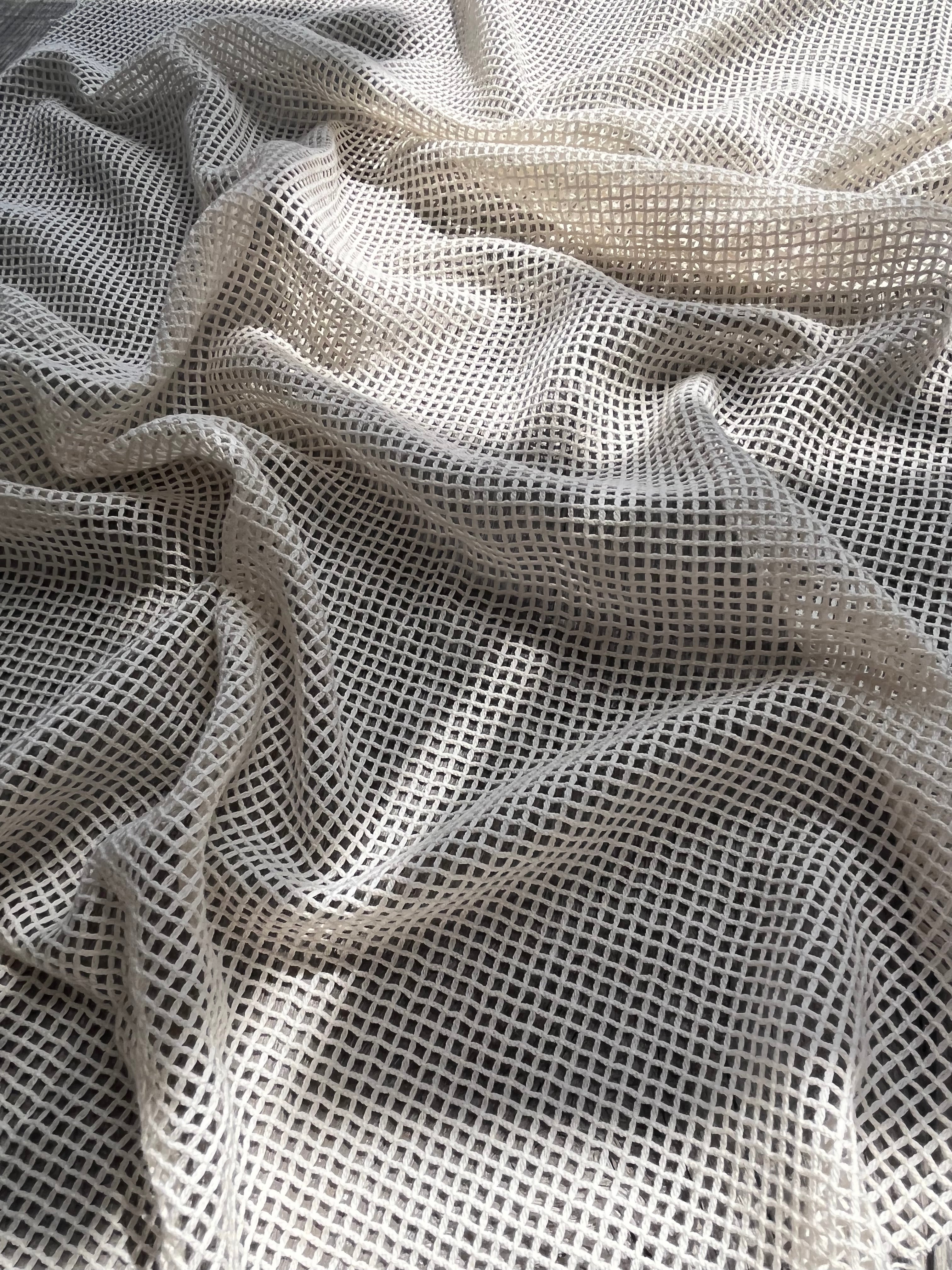 Mesh Cotton Soft Organic Fabric, Ecru White .