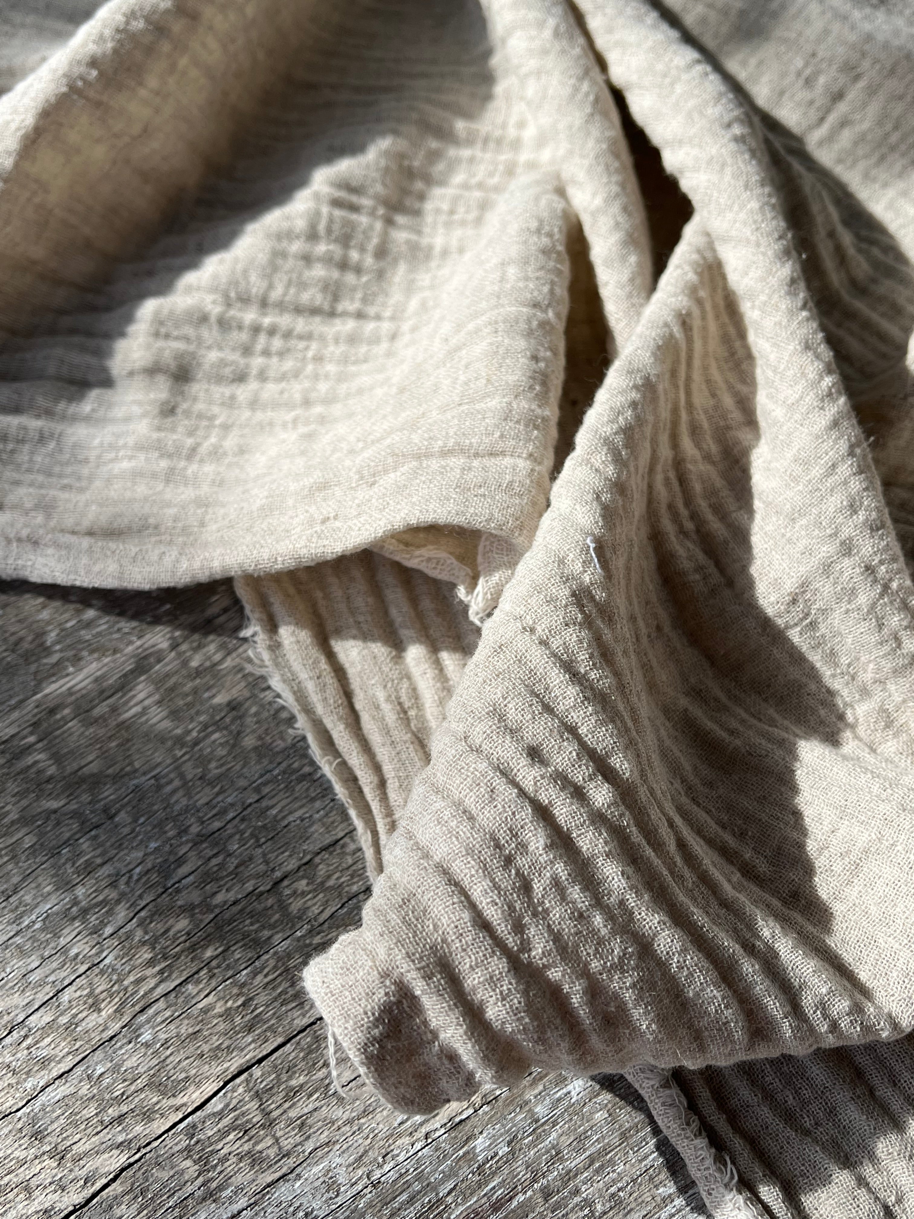 Keten Yarı Şeffaf Açık Dokuma Muslin Kumaş. - Organik Muslin Kumaş - Bebek Pamuklu Muslin - Metre ile 2 Katlı Tül Kumaş, 150 CM GENİŞLİK. Yenidoğan Battaniyesi.