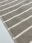 Gray- White Striped Linen Organic Cotton Blended Fabric By The Meter.