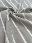 Gray- White Striped Linen Organic Cotton Blended Fabric By The Meter.