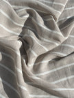 Gray- White Striped Linen Organic Cotton Blended Fabric By The Meter.