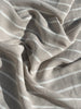 Gray- White Striped Linen Organic Cotton Blended Fabric By The Meter.