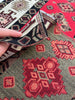 Ağır Gramajlı Kalın Jakarlı Pamuklu Kumaş Metre Başına 400/m2 - Döşemelik Geleneksel Anadolu Etnik Desenli - Döşemelik Kumaşlar. %70 Pamuk %30 Polyester - 140 cm Genişlik. Kilim Dokuma.