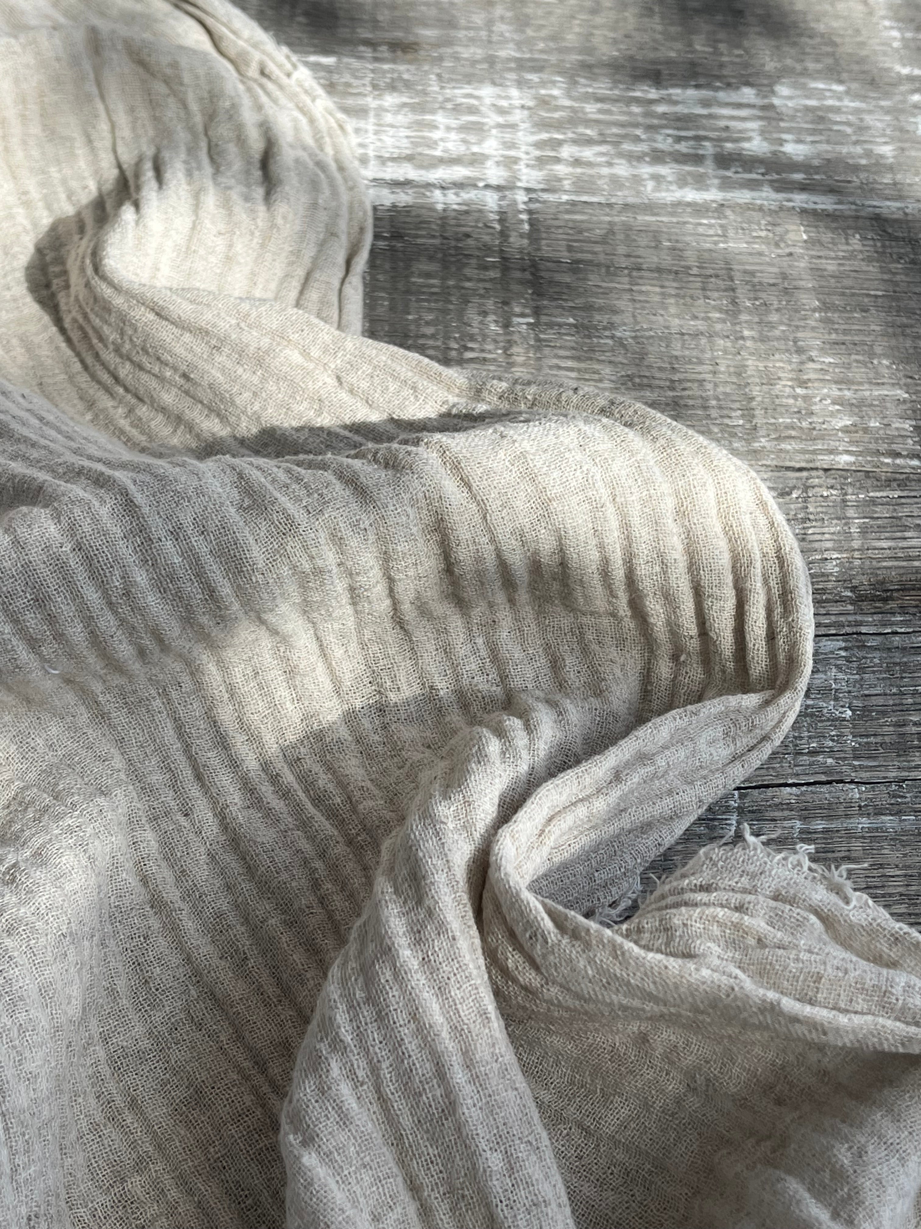 Keten Yarı Şeffaf Açık Dokuma Muslin Kumaş. - Organik Muslin Kumaş - Bebek Pamuklu Muslin - Metre ile 2 Katlı Tül Kumaş, 150 CM GENİŞLİK. Yenidoğan Battaniyesi.