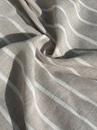 Gray- White Striped Linen Organic Cotton Blended Fabric By The Meter.