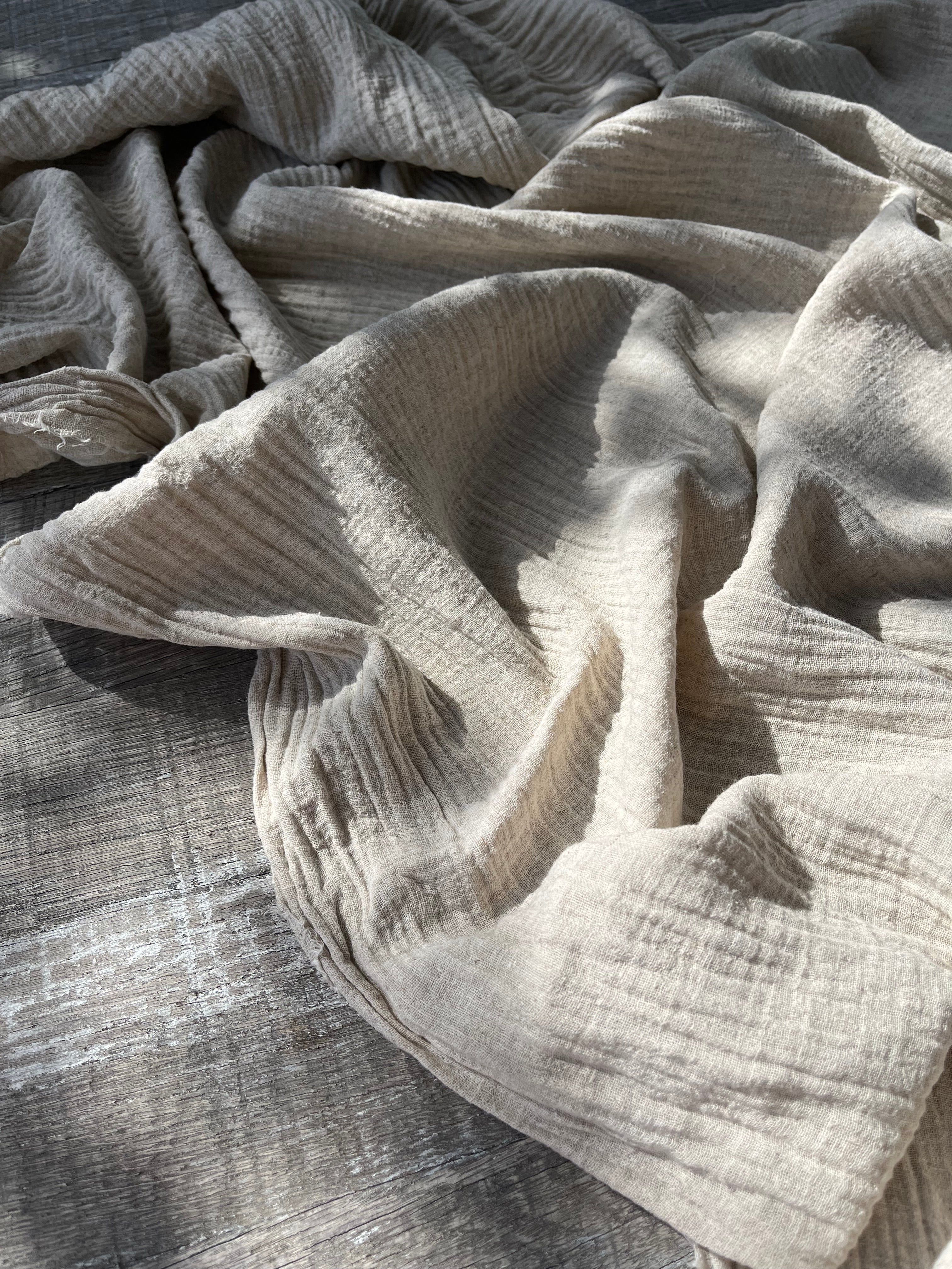 Keten Yarı Şeffaf Açık Dokuma Muslin Kumaş. - Organik Muslin Kumaş - Bebek Pamuklu Muslin - Metre ile 2 Katlı Tül Kumaş, 150 CM GENİŞLİK. Yenidoğan Battaniyesi.