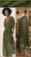 Green Linen Fabric By The Yard Textured Handloom Semi-Sheer Natural Fabrics.