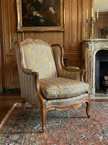 Bronze Yellow Stripes Silk Moire Home Textile Interior Fabrics, Watermark Patterns.