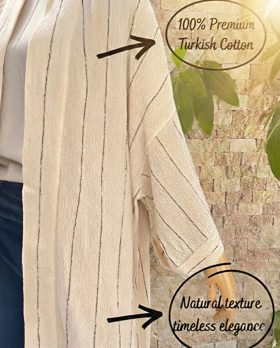 Neutral Stretchy Crinkle Cotton Fabric, Textured Surface,Off White Ivory Colour.