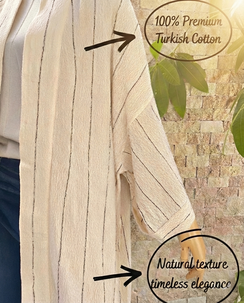 Neutral Stretchy Crinkle Cotton Fabric, Textured Surface,Off White Ivory Colour.