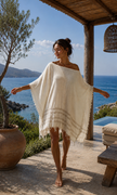100% Organic Cotton Fabric Panel – Lightweight Fringed Beach Dress Fabric