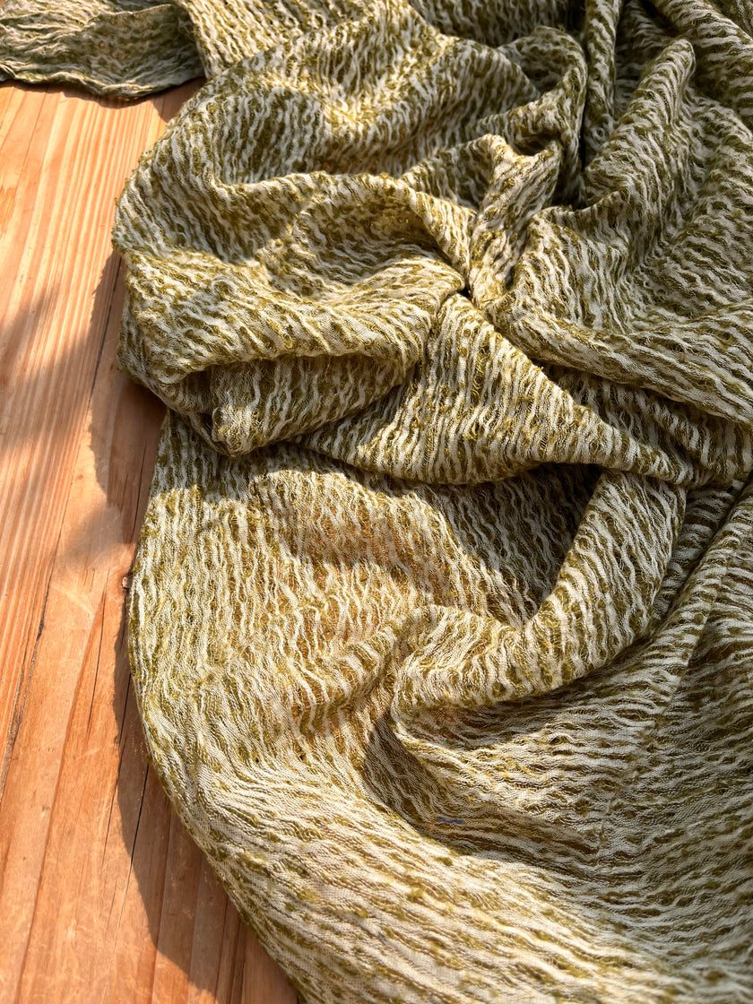 Metre Kare Yeşil Keten Kumaş, Organik Pamuklu Kumaş, Dokulu El Dokuma Doğal Kumaşlar.