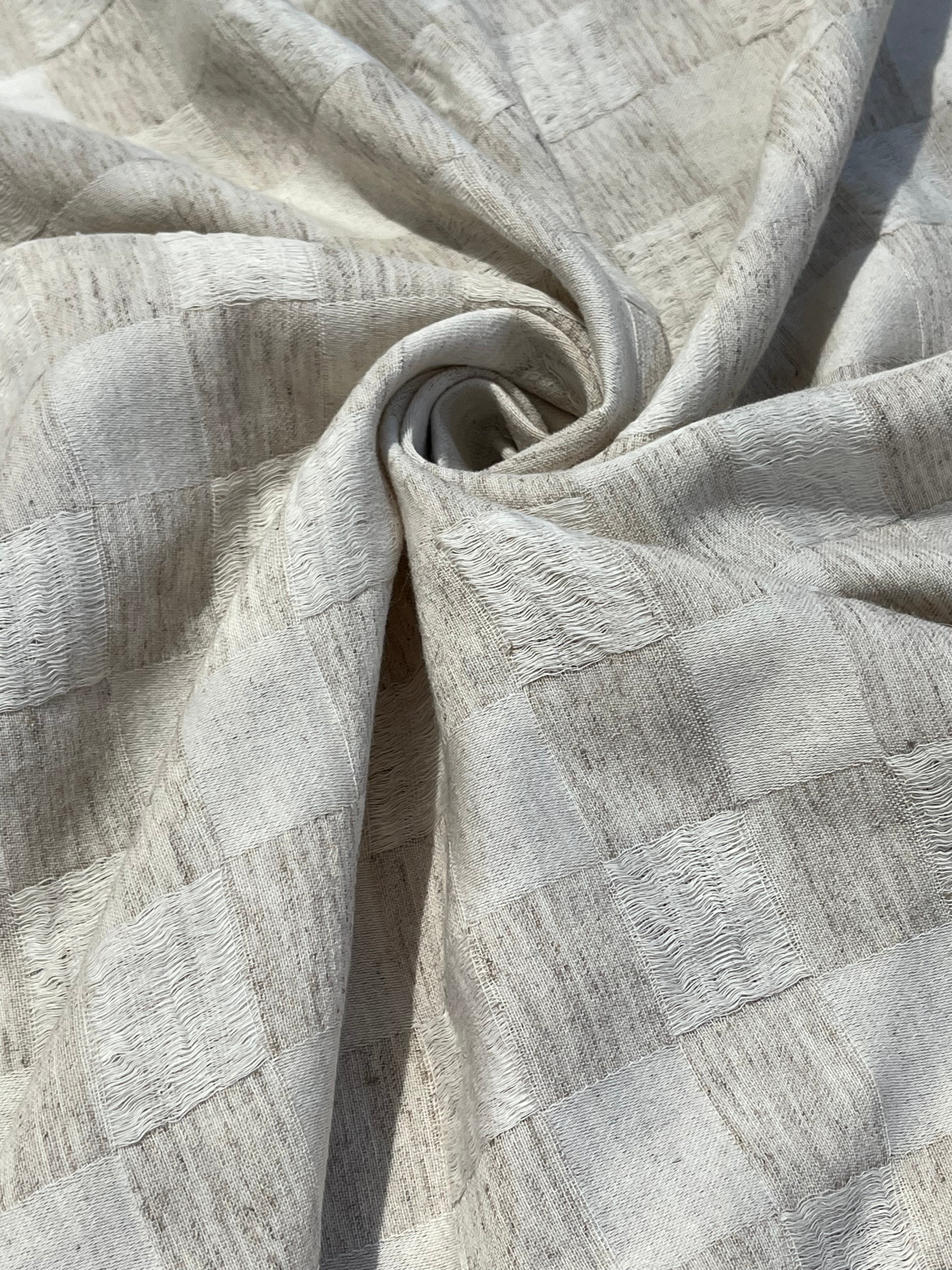 Natural Check Pattern Hemp-Cotton Fabric – 210 GSM