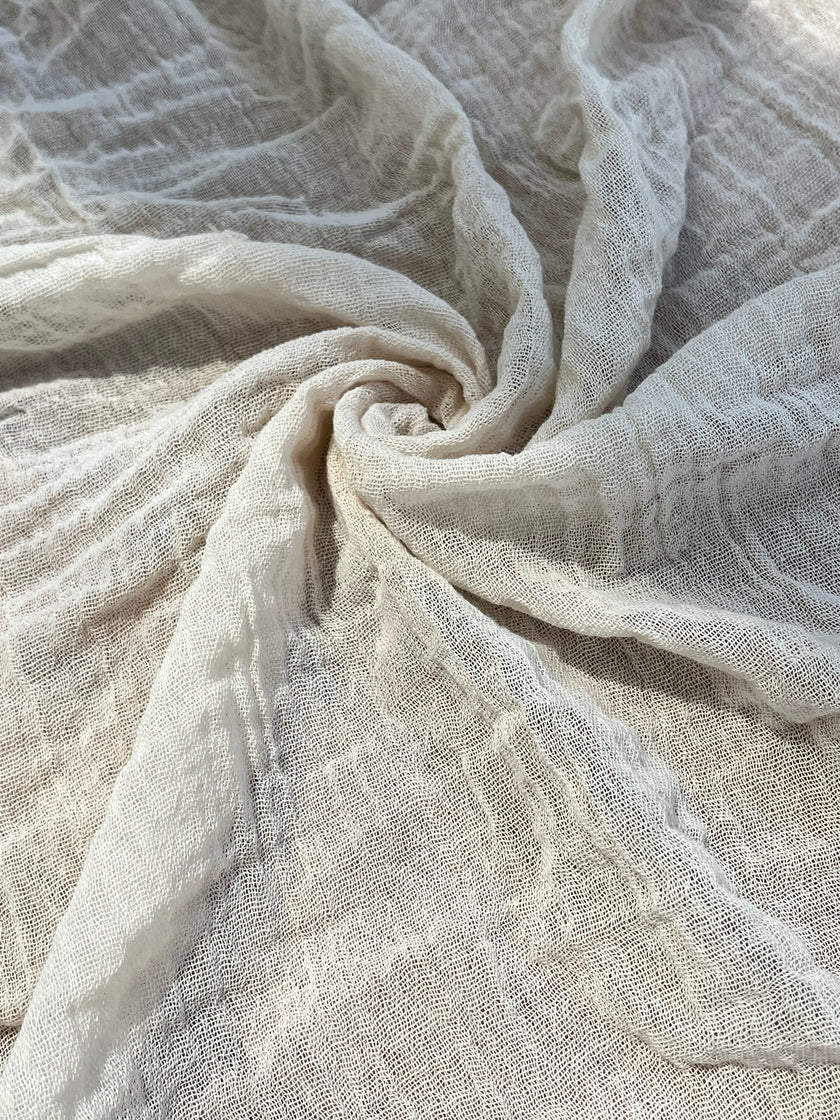 Ağartılmamış Nötr Fildişi Rengi Buruşuk Tül Kumaş, Sile Kumaş. Sile Kumaş.