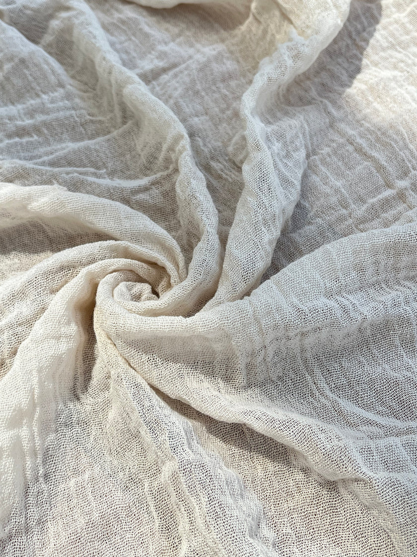 Ağartılmamış Nötr Fildişi Rengi Buruşuk Tül Kumaş, Sile Kumaş. Sile Kumaş.