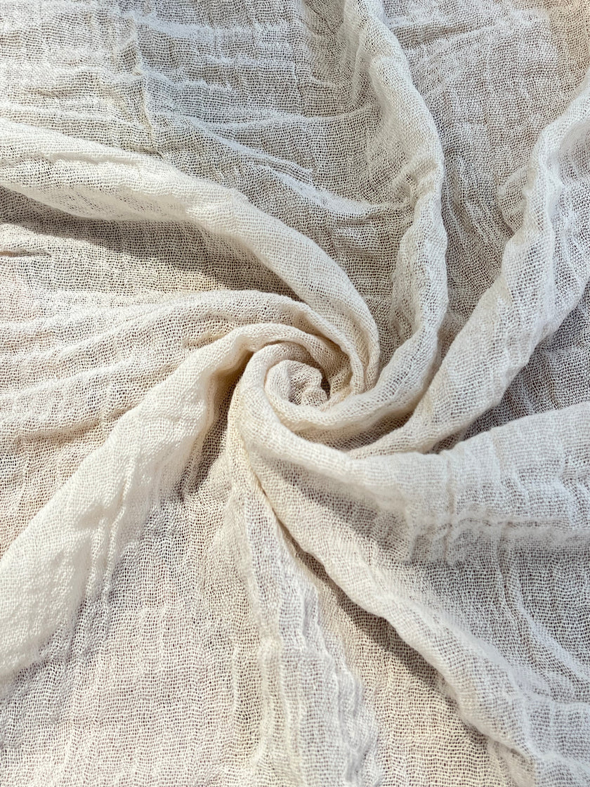 Ağartılmamış Nötr Fildişi Rengi Buruşuk Tül Kumaş, Sile Kumaş. Sile Kumaş.