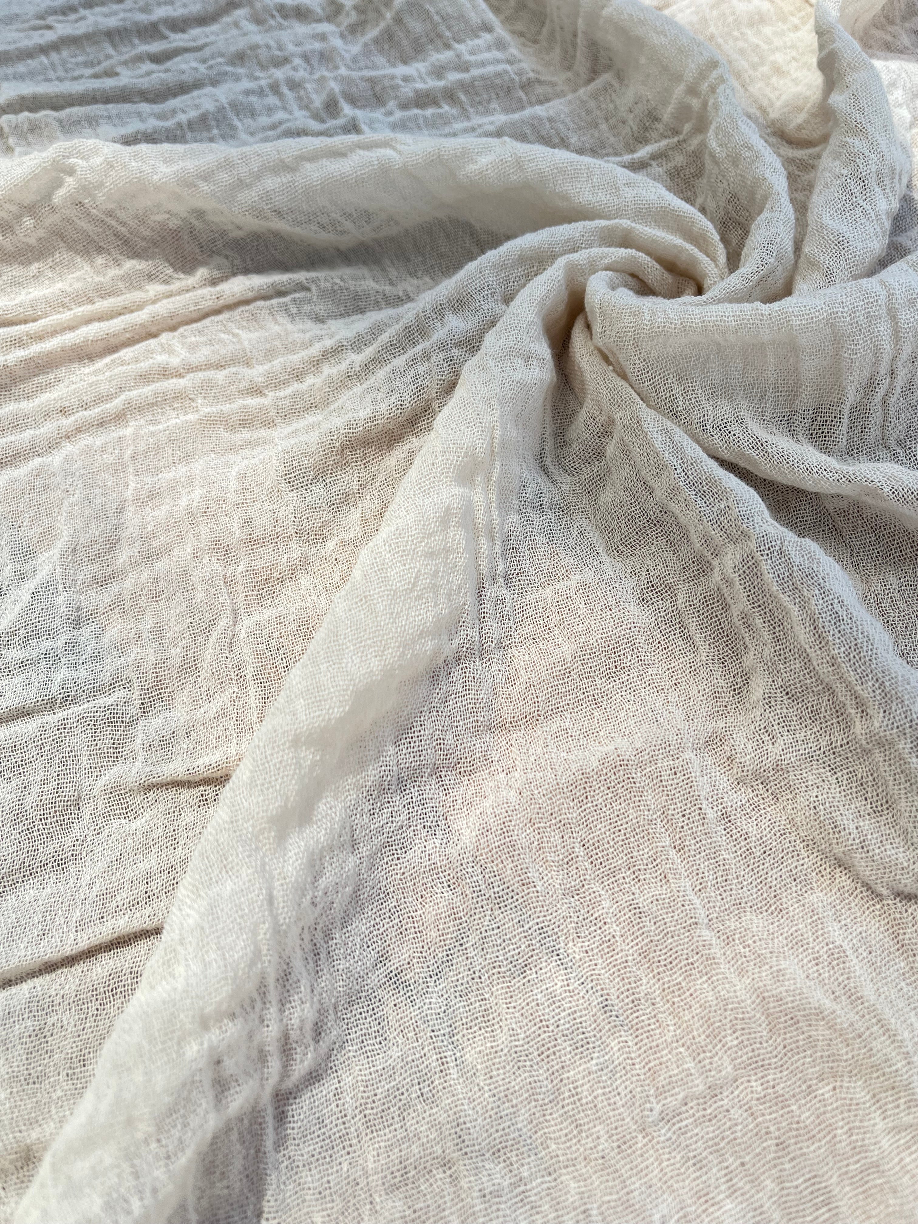 Ağartılmamış Nötr Fildişi Rengi Buruşuk Tül Kumaş, Sile Kumaş. Sile Kumaş.